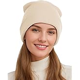 Womens Satin Lined Beanie Wool Knit Cuffed Warm Winter Hats for Women Men Soft Slouchy Silk Lining Beanies Skull Cap