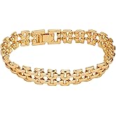 Belle Brighton Watch Chain Bracelet for Women 18k Gold Plated Classic Cuban Link Bracelet Non-Tarnish Waterproof 7 inches Ideal Jewellery Gift for Girlfriend Mother