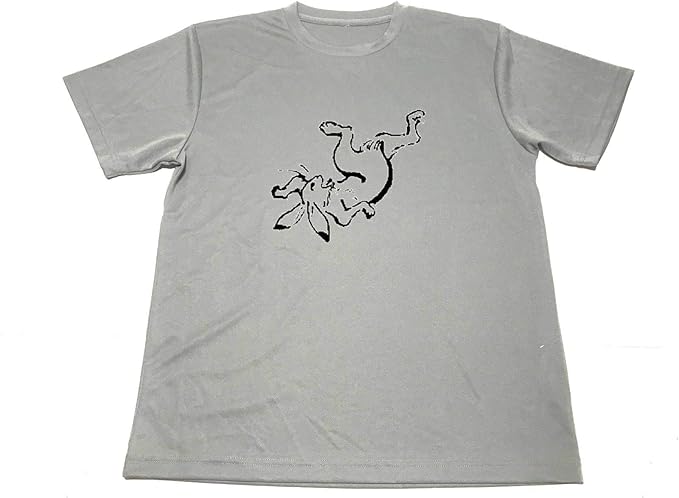 Amazon 鳥獣戯画 兎 ドライ Tシャツ グレー ウサギ カエル グッズ Tシャツ カットソー 通販