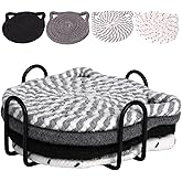 Adorable Cat Ears Coaster Set of 4 for Drinks,Beer,Coffee,Handmade Christmas Cat Decor Drink Coasters,Braided Cotton Cats Coaster,Ears Shape Non-Slip Absorbent Coasters,Housewarming Gifts Home Decor