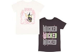 wicked Girl's Graphic Print T-Shirt 2-Pack - Short Sleeve Tees Bundle for Kids