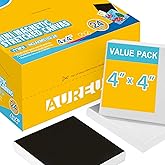 AUREUO Mini Magnetic Stretched Canvas 4x4 Inch / 24 Pack - Small Square Wrapped Halloween Canvas Board with Magnet Back, Art Gift Set Tiny Framed Bulk Pack Canvases for Acrylic Painting & Craft