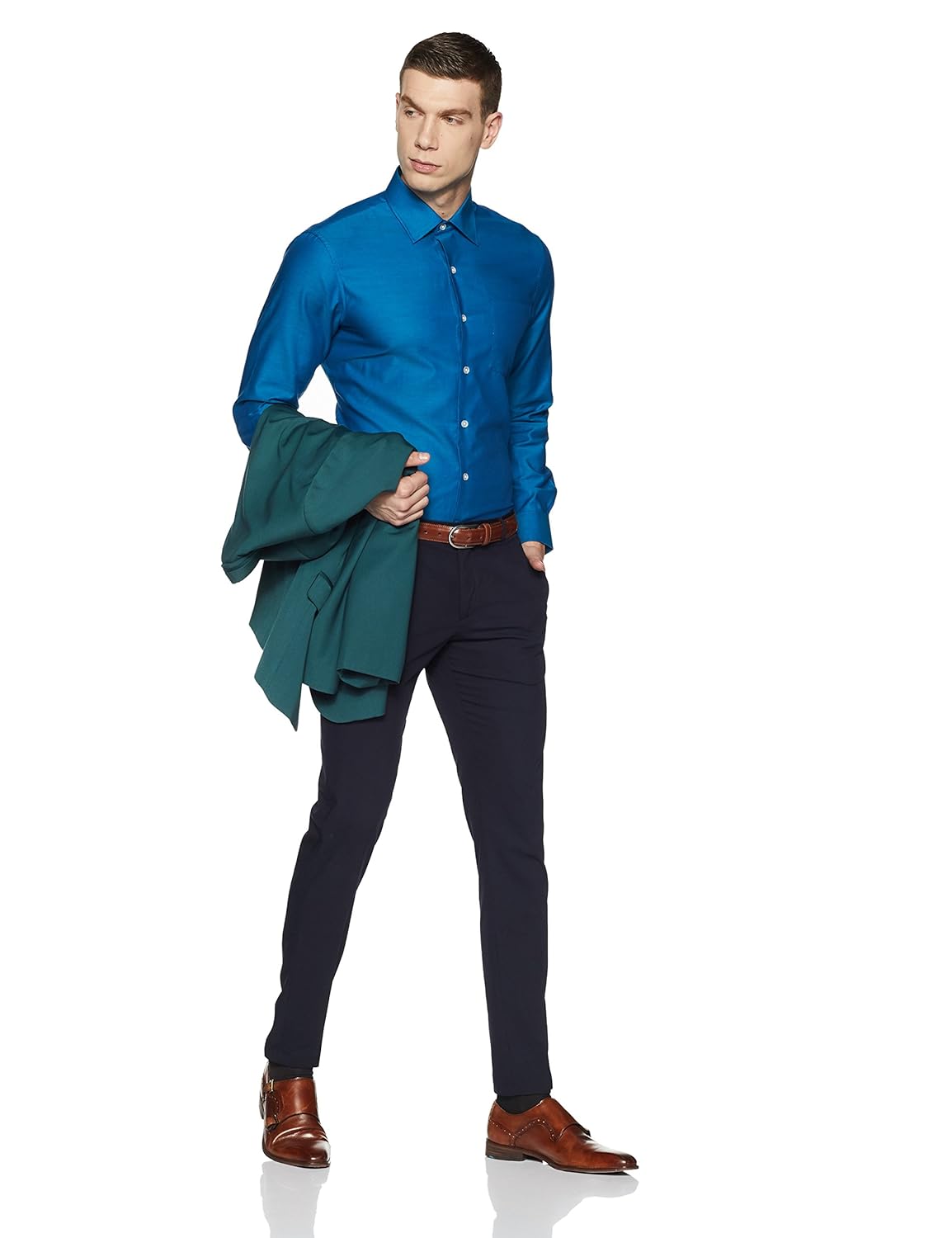 arrow men's plain slim fit cotton formal shirt