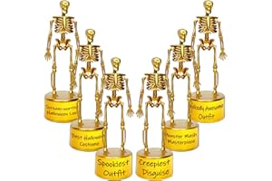 Mascotwish Halloween Party Supplies - Golden Best Costume Skeleton Trophies for Kids Adults Contest Awards Prizes - 6 Packs