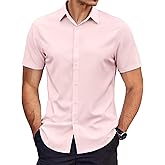 COOFANDY Men's Dress Shirts Short Sleeve Wrinkle Free Business Textured Shirt Casual Button Down Shirts