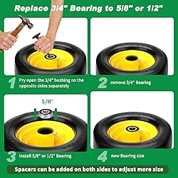 Upgrade 11x6.00-5" Flat Free Tire,2Pcs Solid Smooth
