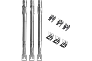 KEESHA Universal Adjustable Grill Burner Tubes, Extendable Length from 14” to 19", Stainless Steel Burners Replacement for Most Grills, Perfect for Charbroil, Nexgrill Grill Accessories, 3-Pack