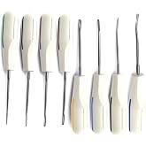 MEDSPO Professional Dental Instruments Osteotome Periotome Luxating Elevator Implant | Orthodontic PDL Teeth | Surgical Root Extraction Spreading (White plastic Elevator set of 8)