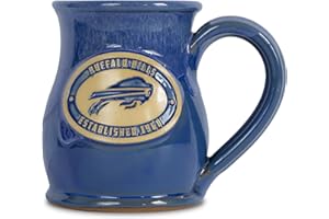 Greater Distance NFL Football Buffalo Bills 14 oz Two-Tone Tall Belly Mug, Handmade Large Ceramic Coffee Mug With Team Logo for True Fans, Premium Deneen Pottery Made in USA