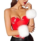 RSLOVE Faux Fur Wrist Cuff - Winter Furry Wrist Cuff Warmers for Women Girls Fuzzy Arm Warmers Halloween Santa Costume