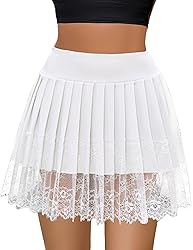 Avidlove Mini Skirt for Women Pleated Lace Short