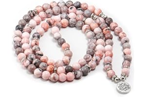 GVUSMIL 8mm 108 Mala Beads Wrap Bracelet Necklace for Yoga Charm Bracelet Natural Gemstone Jewelry for Women Men
