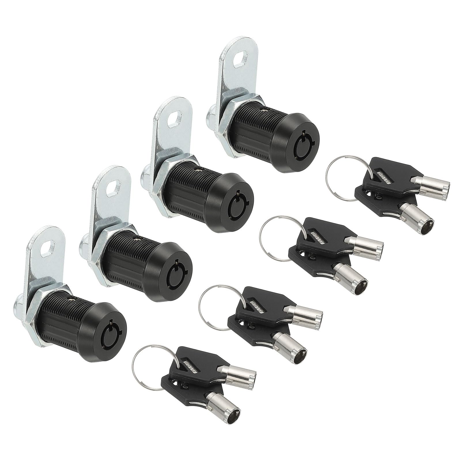 PATIKIL 1-1/8" Cabinet Cam Locks, 4 Pack Keyed Alike Cabinet Cam Locks Set Lock Replacement Zinc Alloy Storage Lock for Drawer RV Storage Mailbox Toolbox, Black
