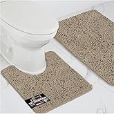 GORILLA GRIP Bathroom Rug Sets, Soft Chenille 2 Piece Area Rugs Set, Toilet Base Mat and 30x20 Carpet, Absorbent Microfiber Washable Mats Dry Quickly, Home Décor and Bath Room Accessories, Gray Beige