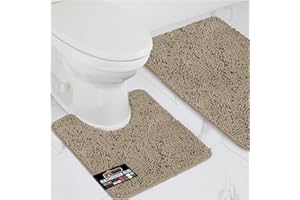 GORILLA GRIP Bathroom Rug Sets, Soft Chenille 2 Piece Area Rugs Set, Toilet Base Mat and 30"x20" Carpet, Absorbent Microfiber
