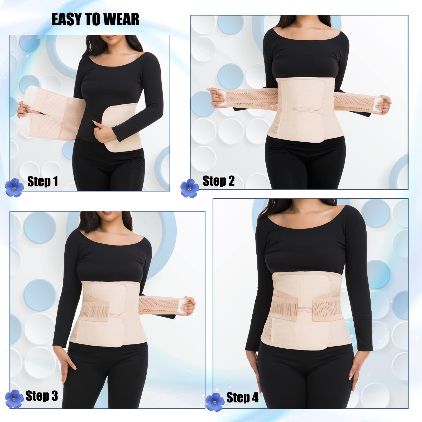 ChongErfei Postpartum Belly Band & Abdominal Binder Post Surgery Compression Wrap Recovery Support Belt (S/M, Black)