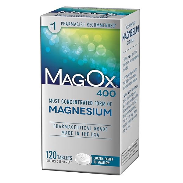 MAG-OX MAGNESIUM SUPPLEMENT, PHARMACEUTICAL GRADE MAGNESIUM OXIDE 483MG, MOST CONCENTRATED FORM OF MAGNESIUM, 120 TABLETS