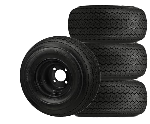 RM Cart Set of 4 Golf Cart Tires & Rims, Gloss Black, LSI Elite | Fits ...