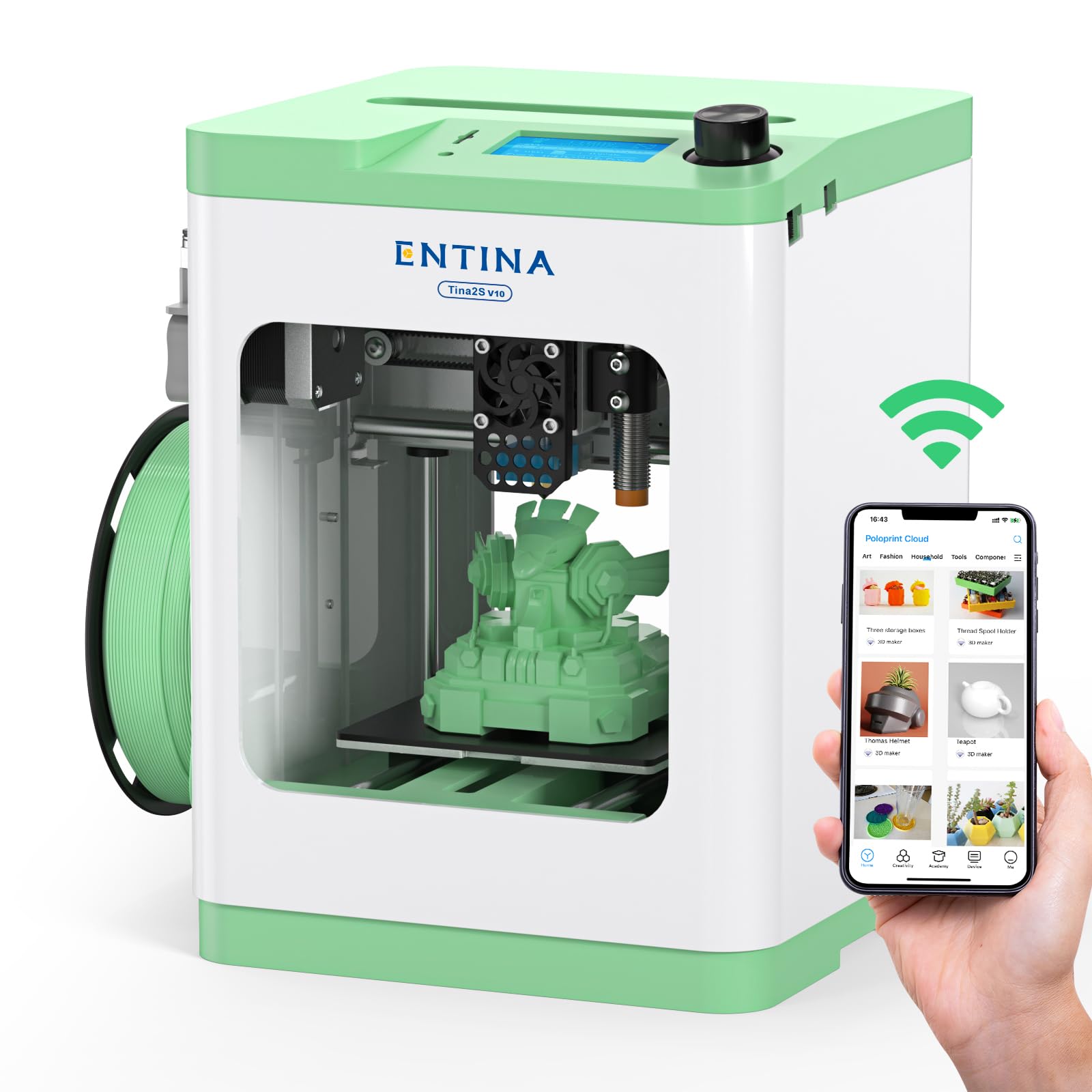 Photo 1 of ***(MISSING PARTS)***Tina2S 3D Printers with WiFi Cloud Printing, Huge Models Library, Fully Assembled, Mini 3D Printer for Beginners and Kids with Auto Leveling, High Precision FDM 3D Printer for School, Home, and Office
