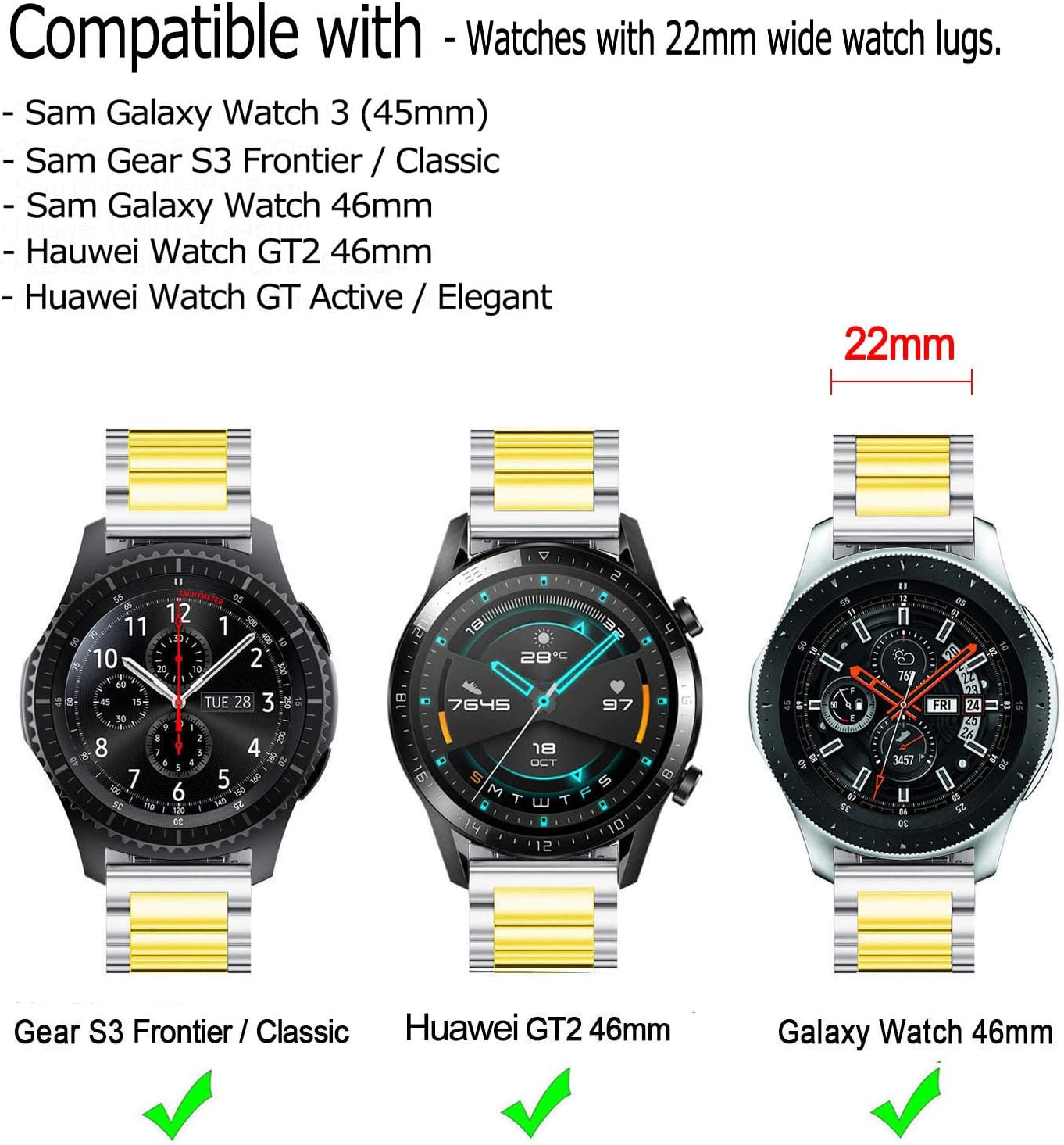 DEALELE Strap Compatible with Samsung Galaxy Watch 46mm / Galaxy 3 45mm - Image 4
