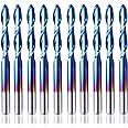 SainSmart Genmitsu 10Pcs Nano Blue Coat Ball Nose End Mill CNC Router Bits, 1/8" Shank Spiral Upcut 2 Flute End Mill Set (3.175 x 17 x 38mm)