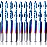 SainSmart Genmitsu 10Pcs Nano Blue Coat Ball Nose End Mill CNC Router Bits, 1/8" Shank Spiral Upcut 2 Flute End Mill Set (3.1