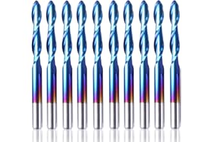 SainSmart Genmitsu 10Pcs Nano Blue Coat Ball Nose End Mill CNC Router Bits, 1/8" Shank Spiral Upcut 2 Flute End Mill Set (3.1