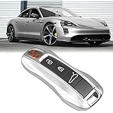 Jaronx Compatible with Porsche Key Fob Cover, Compatible with Porsche Cayenne Panamera Key Fob Cover 2018-2024, Compatible with Carrera Taycan Accessories 2020-2024 (Dolomite Silver-New)