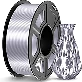 JAYO Silk PLA Filament 1.75mm Silver 1.1KG, Metal-Like Shiny 3D Printer Filament Dimensional Accuracy +/- 0.02mm, 1.1kg Spool(2.4lbs), Fits for Most FDM 3D Printers