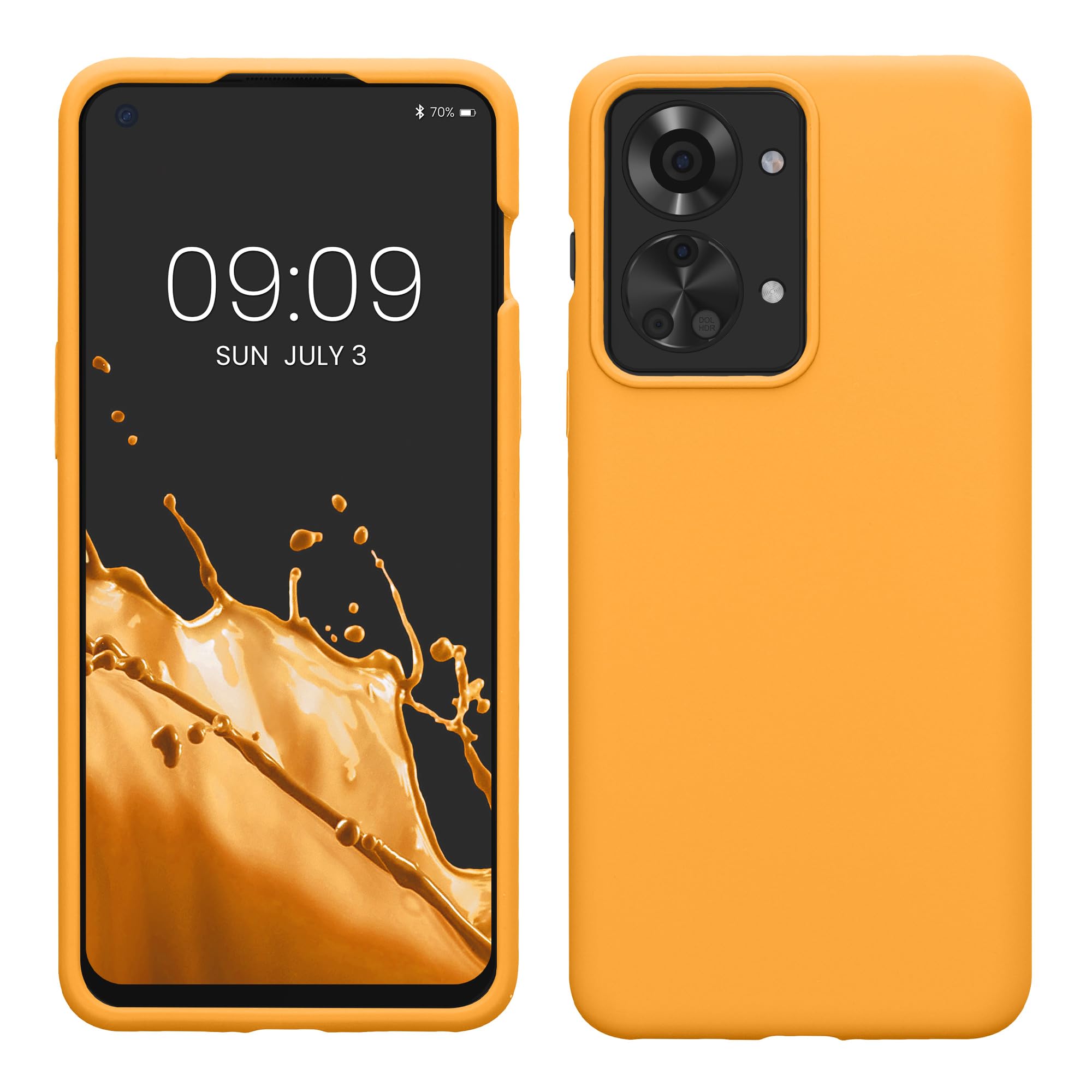 kwmobile Case for OnePlus Nord 2T 5G Case - Soft Cover - Shockproof Silicone - Wireless Charging Fruity Orange