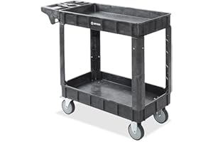 Dryser Utility Cart with Wheels, 40" x 17" Heavy Duty 550 lb. Capacity with Shelves - 2 Tier Rolling Cart with Two 5" Swivel Casters for Warehouse, Garage, Cleaning