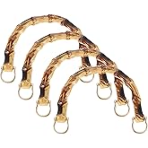 PATIKIL Imitation Bamboo Purse Handles, 4 Pcs U-Shaped Replacement Handmade Handbag Handles with Metal Buckle for Tote Bag Purse Making Decorations, Brown