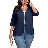 POSESHE Womens Plus Size Cardigan Sweater 2025 Summer Short Sleeves Lightweight Knit Open Front Casual Loose Cardigan