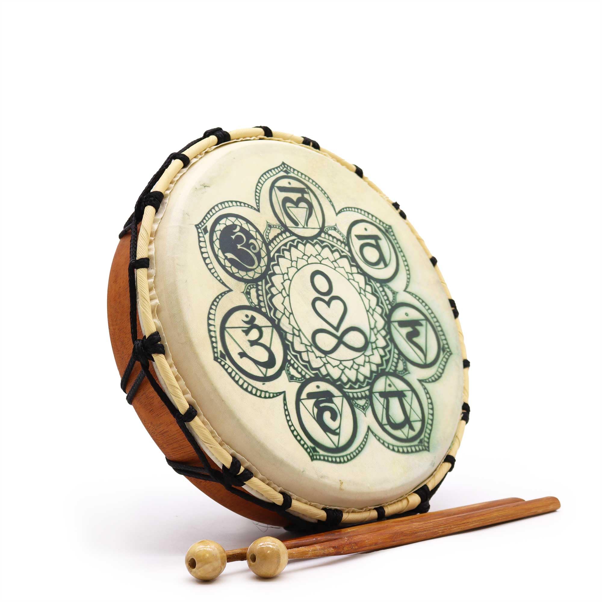 Ancient Wisdom Handmade Mandala Shamanic Drum with Sticks - Meditation Instruments for Sound Healing, Relaxation, Chakras & Spiritual Awakening (30cm)