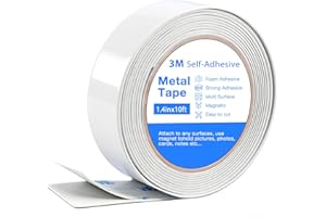 NIUBIKLUS 3M Adhesive Metal Tape for Magnets, (1.4'' Wide x 10 ft Long) Flexible Metal Strips Roll, Ferrous Tape Stick on Wall to Hold Magnetic Products