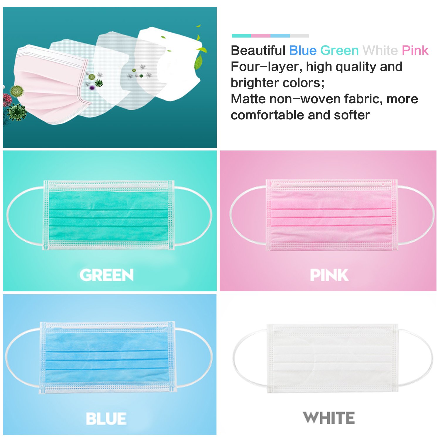 Surgical Mask Disposable Medical Face Mask Individually Wrapped for Flu