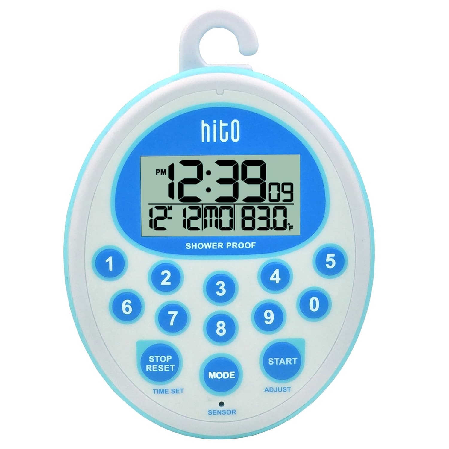 HITO Waterproof Shower Clock Timer w/Alarm Date Indoor Temperature for