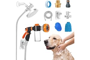 HUIMPET Dog Shower Attachment Hose Nozzle Sprayer Set with Metal 3-Way Shower Diverter &6.6 Ft Hose for Bathroom Shower Arm for Indoor& Outdoor, Dog Wash for Pet Shower