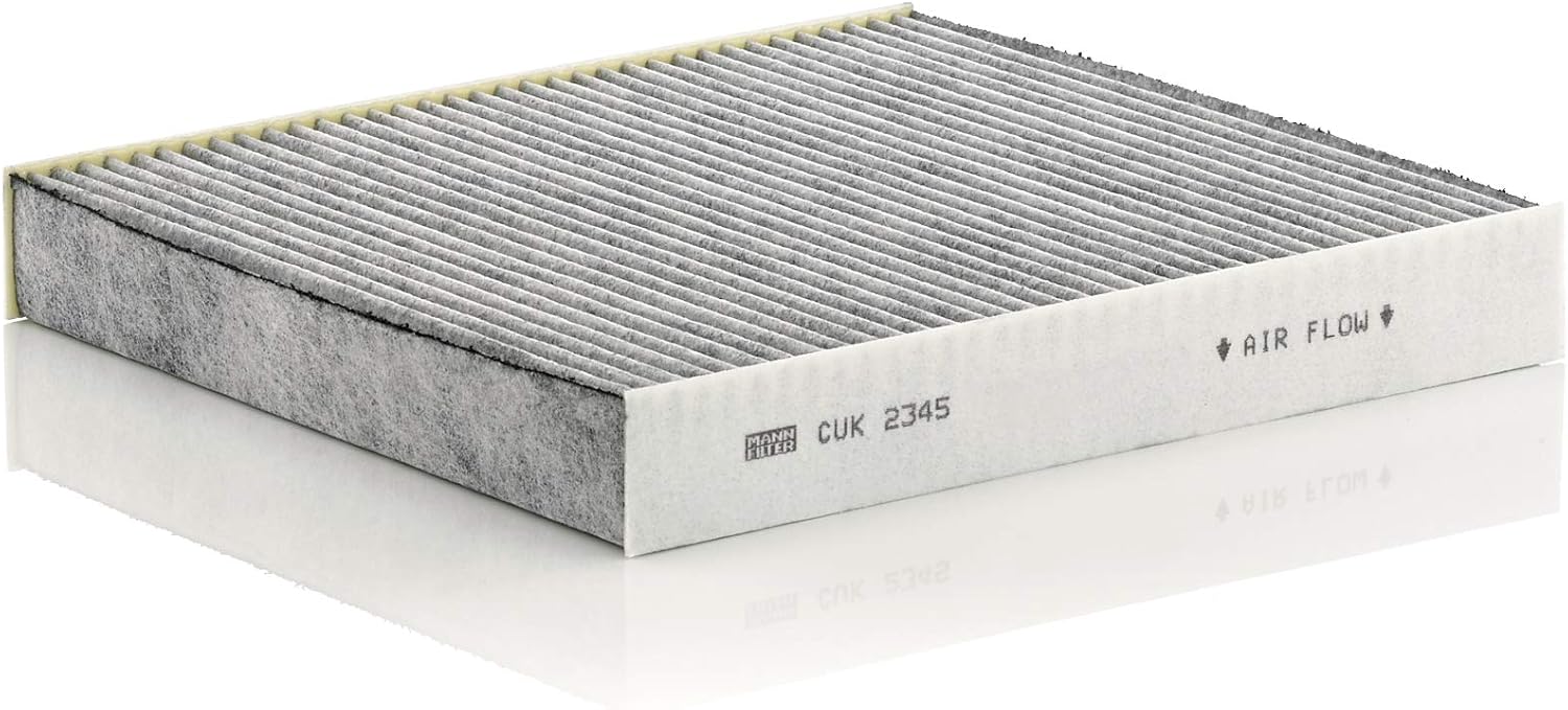 MANN-FILTER CUK 2345 Cabin Air Filter - Pollen Filter with Activated Carbon - for Cars + Transporters, White, 22.1 x 20.1 x 3 cm