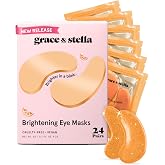 grace & stella New Brightening Eye Patches for Dark Circles (24 Pairs) | Vitamin C Under Eye Masks for Puffiness - Perfect Gi