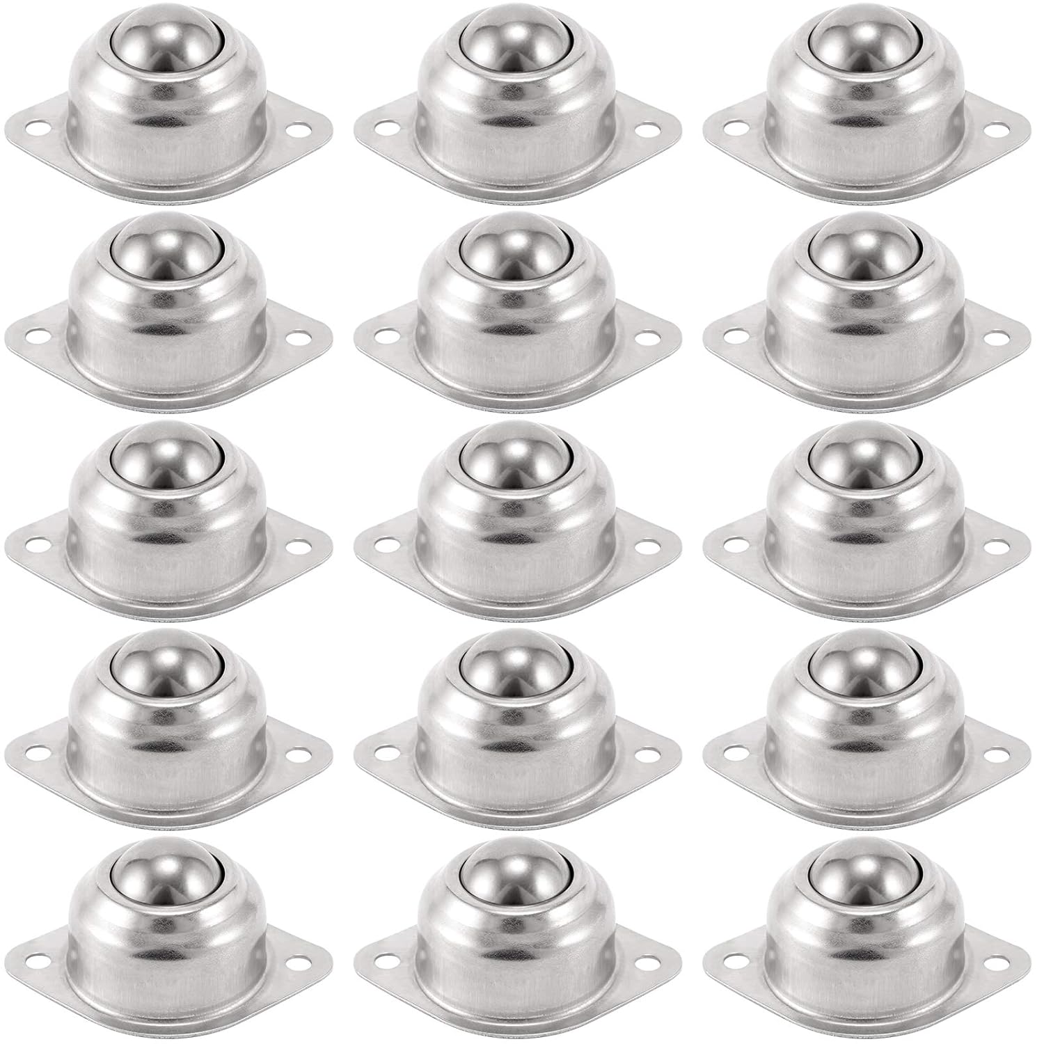 KEILEOHO 15 PCS 1 Inch Roller Ball Transfer Bearings, Stainless Steel Universal Rotation Roller