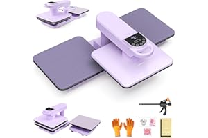 Whubefy Dual Auto Heat Press Machine 15x15, 360° Swing Away Smart T-Shirt Printing W/Auto Release & Auto-Off, Adjustable Pressure & Higher Heating Height for HTV, Sublimation, Heat Transfer Projects