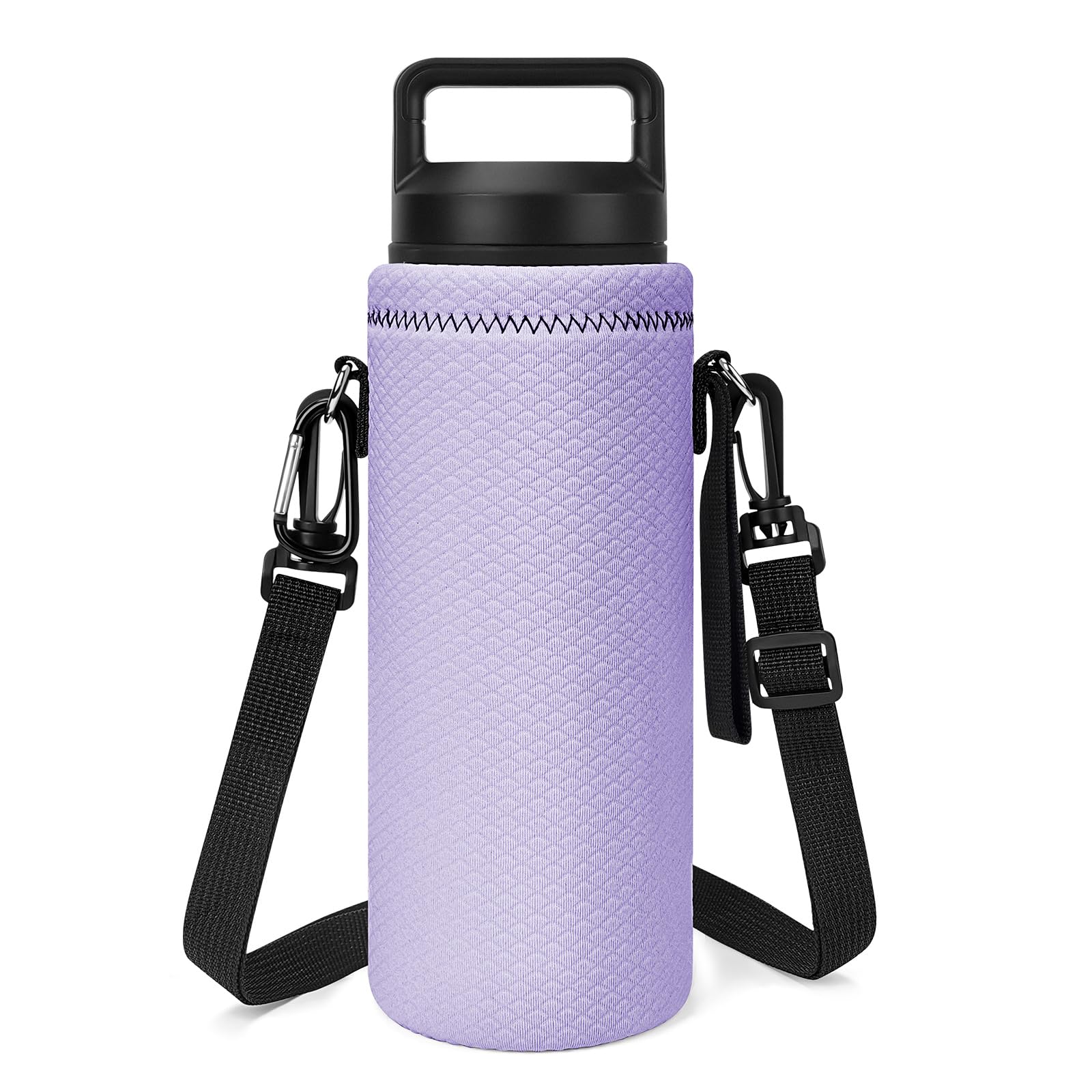 Linkidea Neoprene Water Bottle Carrier with Strap Compatible with YETI Rambler Bottle 18oz/26oz, Yonder 25oz, Insulated Waterbottle Sling Bag with Shoulder Strap, Light Purple
