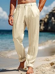 Runcati Mens Casual Pants Elastic Waist Lightweight