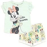 Disney Minnie Mouse T-Shirt and Twill Shorts Outfit Set Infant to Big Kid Sizes (12 Months - 10-12)
