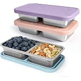 Mostdream 15 oz Snack Containers for Kids, Stainless Steel Lunch Box 3 Pack | Reusable Food Containers with Silicone leak resistant Lids. Perfect for School Lunch, Daycare, Travel and Portion Control