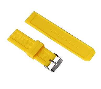 22mm Yellow Fancy Watch Rubber Straps Waterproof Pin Buckle Outdoor Diving Sport for Most Brand Watches