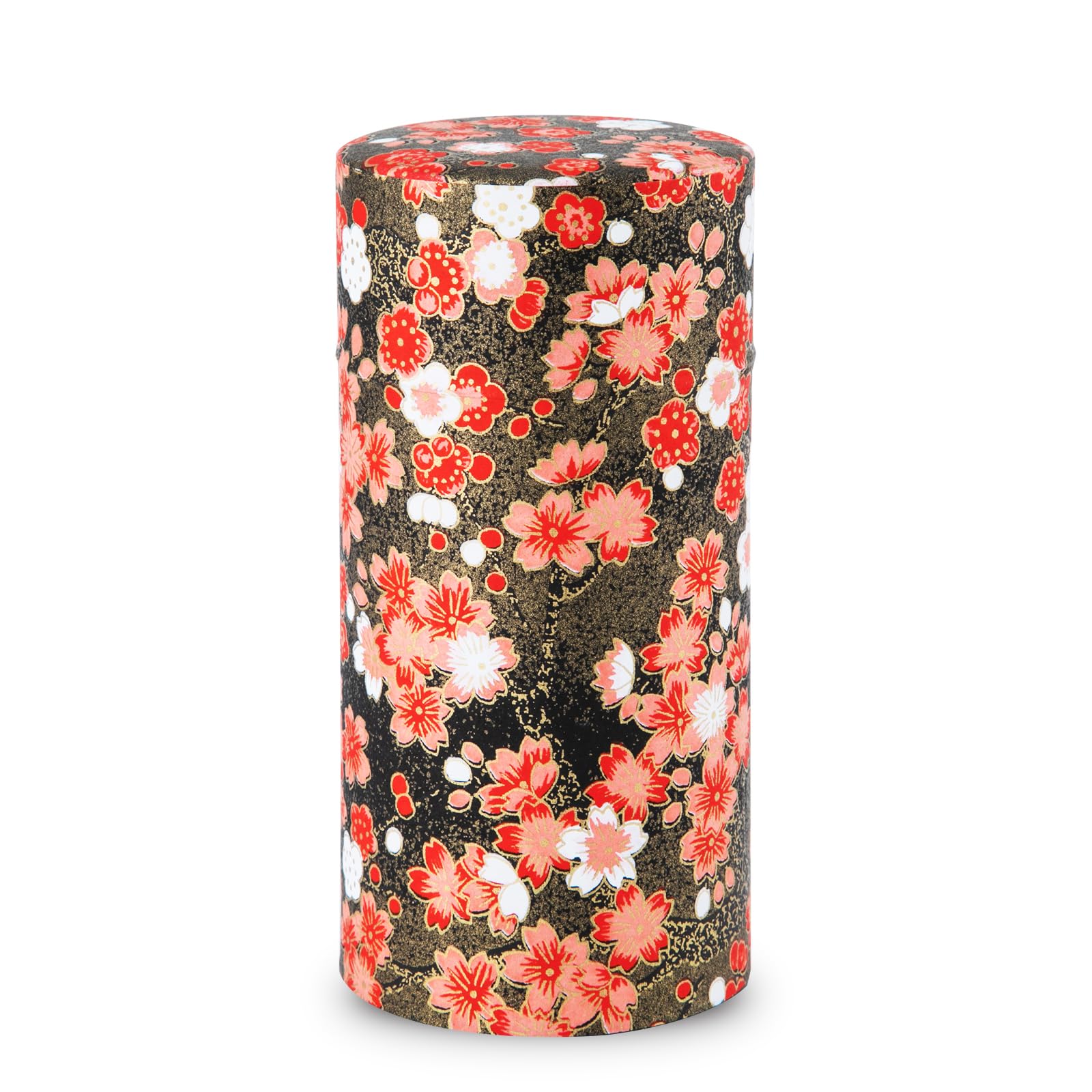 NOREN Tea caddy for loose leaf tea japanese washi paper 200g capacity (Plum/Black) tea caddies tea tin tea canister