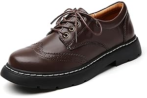 DR.XIRURUCO Women Oxford Shoes, Lace Up,Slip Resistant,Brogue Style,Platform Casual Comfort Work Office Dressy Business Shoes for Girls Ladies Women