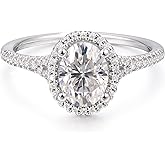 NOVSEAS 14K Gold Moissanite Ring 14k Gold 1.5 Carat D Color Halo Oval Cut Moissanite Engagement Rings for Women